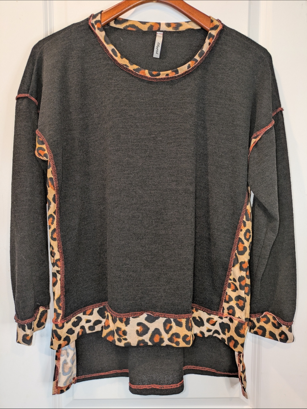 Lilypad Leopard Print Contrast Tunic Top Size Medium Boho Oversized
